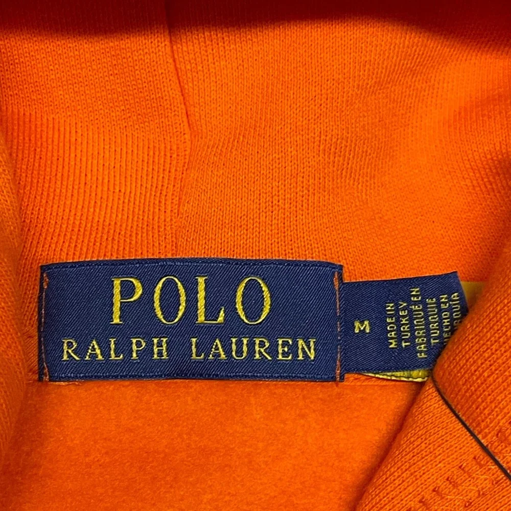 Polo Ralph Lauren Hoodie Mens Medium Orange Expedition Spellout Logo Embroidered